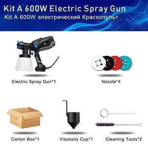 600W Electric Spray Gun HVLP Home Paint Sprayer 1000ml Capacity 4 Nozzle Sizes Flow Control Airbrush Easy Spraying