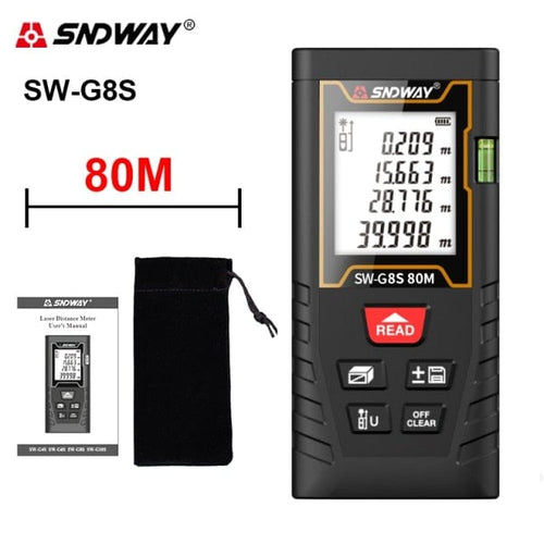 Planet Gates China / SW-G8S 80M SNDWAY Laser Rangefinder High Accurate Roulette Laser Distance Meter Measuring 40M 100M 120M Digital Tape Measure Range Finder