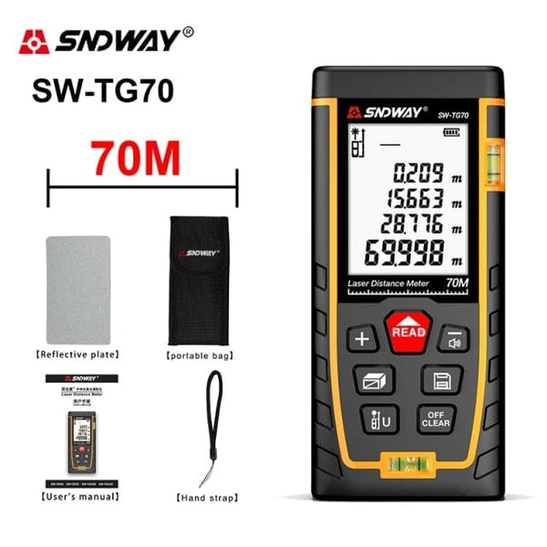 Planet Gates China / SW-TG70 70M SNDWAY Laser Rangefinder High Accurate Roulette Laser Distance Meter Measuring 40M 100M 120M Digital Tape Measure Range Finder