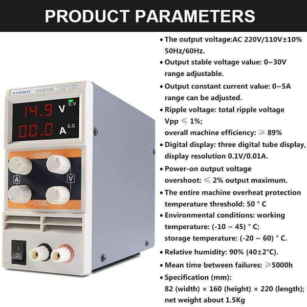 Planet Gates China SW3010D Mini 30V 10A Power Supplier Digital DC 110V/220V Voltage Switching Power Supply Adjustable DC Regulated Power