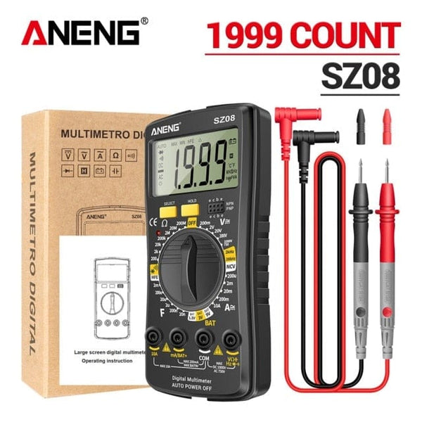 Planet Gates China / SZ08 Black ANENG SZ08 Digital Multimeter Ultra-thin storage Professional Multimetro Auto Voltmeter AC DC 220V Resistance Handhold Testers