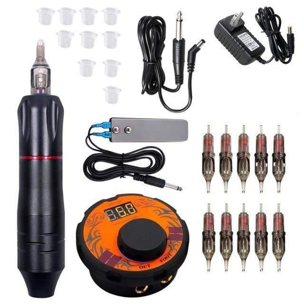 Planet Gates China / Tattoo Kit 026 Black Professional Tattoo Machine Set Rotary Gun Tattoo Pen Needles Sets Permanent Makeup Machine Accessories Body Art Tattoo Supply