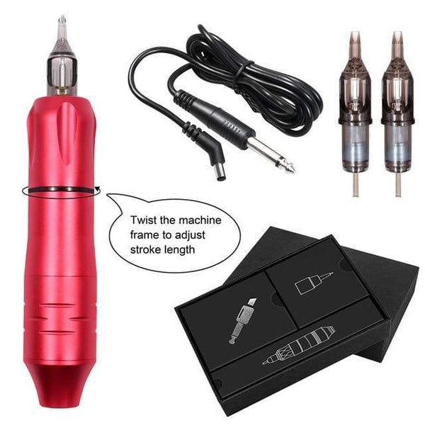Planet Gates China / Tattoo pen red Professional Tattoo Machine Set Rotary Gun Tattoo Pen Needles Sets Permanent Makeup Machine Accessories Body Art Tattoo Supply