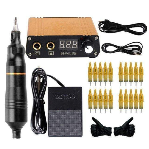 Planet Gates China / Tattoo Pen Set4 Professional Tattoo Kit Set Permanent Makeup Kit Rotary Machines Tattoo Power Supply Tattoo Needles Ink Complete Tools Supplies
