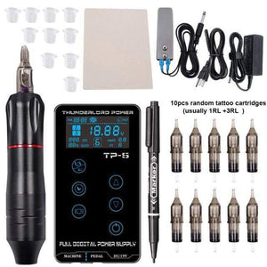 Planet Gates China / TP5 kit black Tattoo Machine Kit Tattoo Power Supply Rotary Pen With Cartridges Needles For Permanent Makeup Eyebrow Microblading Needles