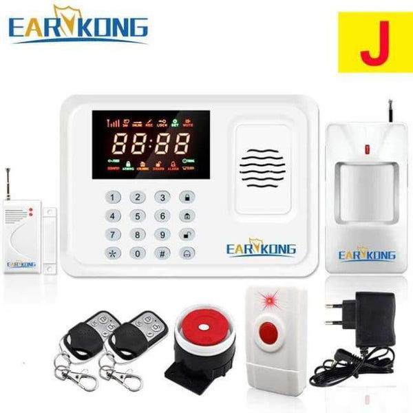 Planet Gates China / Type J Security Protection Wireless 433MHz GSM Alarm System White Color Home Burglar Alarm System Inside Antenna Keyboard Motion Sensor