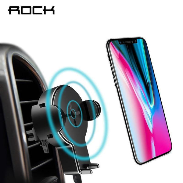 Planet Gates China / Universal ROCK Qi Fast Wireless Car Phone Charger for iPhone X XS XR 8 Plus Samsung S9 S8 Plus S7 Note 8 Mount