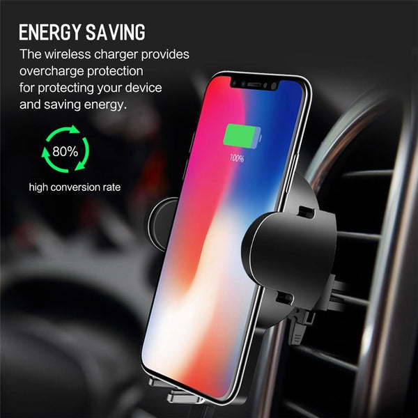 Planet Gates China / Universal ROCK Qi Fast Wireless Car Phone Charger for iPhone X XS XR 8 Plus Samsung S9 S8 Plus S7 Note 8 Mount