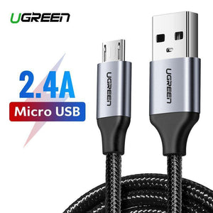 Planet Gates China / Upgrade Grey / 25cm Ugreen Micro USB Cable 2.4A Fast Charging Data Cable for Xiaomi Redmi Note Huawei HTC Mobile Phone Charger Cable Micro USB Cord