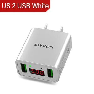 USAMS 2/3 Port USB Phone Charger LED Display EU/US Plug The Max 2.4A Smart Fast Charging Mobile Wall Charger for iPhone iPad - Planet Gates