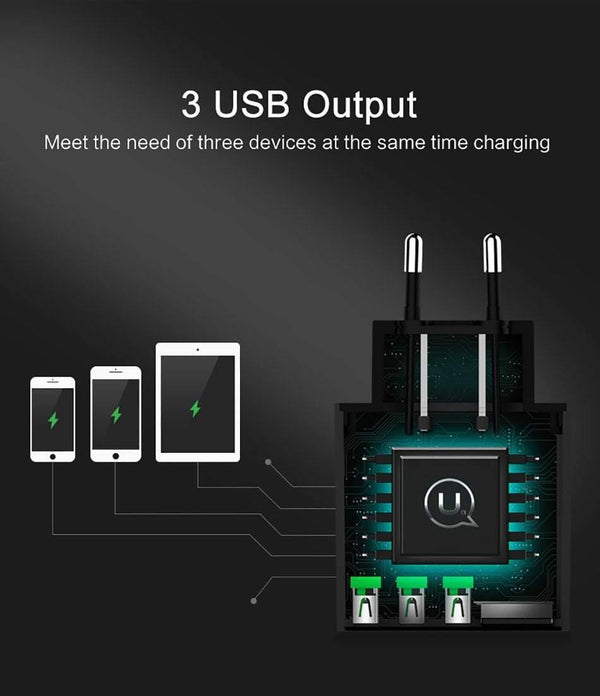 USAMS 2/3 Port USB Phone Charger LED Display EU/US Plug The Max 2.4A Smart Fast Charging Mobile Wall Charger for iPhone iPad - Planet Gates