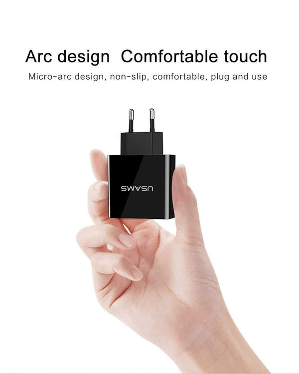 Planet Gates China / US 3USB Black USAMS 2/3 Port USB Phone Charger LED Display EU/US Plug The Max 2.4A Smart Fast Charging Mobile Wall Charger for iPhone iPad