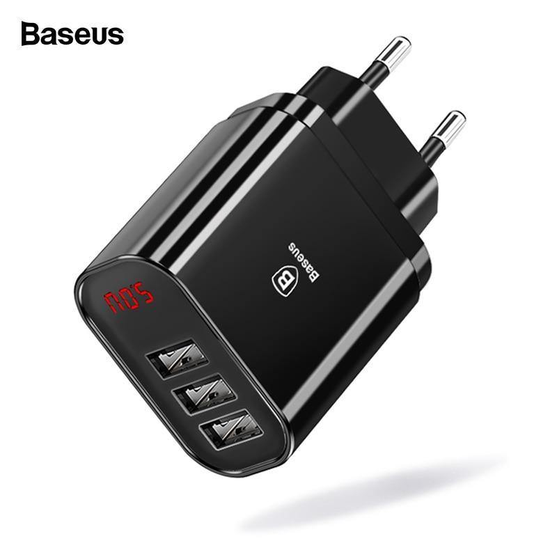 Planet Gates China / US Plug Black Baseus Multi USB Charger For iPhone Samsung Xiaomi mi 3.4A Fast Charging Travel Wall Charger EU US Plug LED Mobile Phone Charger