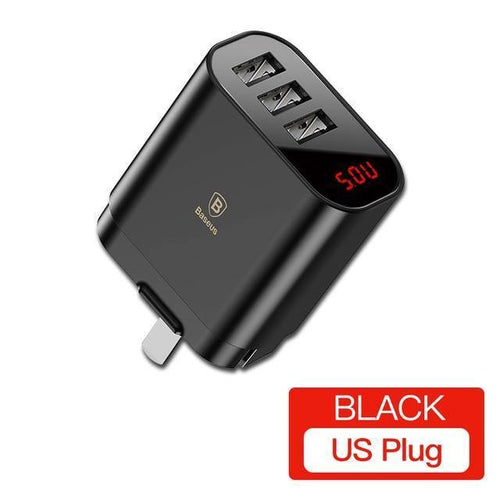 Planet Gates China / US Plug Black Baseus Multi USB Charger For iPhone Samsung Xiaomi mi 3.4A Fast Charging Travel Wall Charger EU US Plug LED Mobile Phone Charger