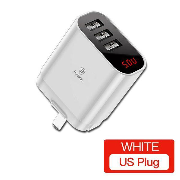Planet Gates China / US Plug White Baseus Multi USB Charger For iPhone Samsung Xiaomi mi 3.4A Fast Charging Travel Wall Charger EU US Plug LED Mobile Phone Charger