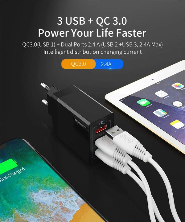 Planet Gates China / US Plug White Quick Charge 3.0 USB Charger 30W QC3.0 Fast Charging USB Wall Charger for iPhone Samsung Xiaomi Mobile Phone Charger