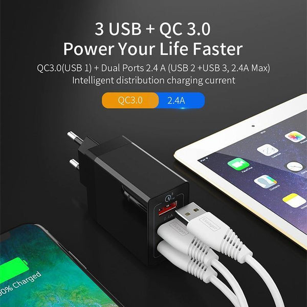 Planet Gates China / US Plug White Quick Charge 3.0 USB Charger 30W QC3.0 Fast Charging USB Wall Charger for iPhone Samsung Xiaomi Mobile Phone Charger