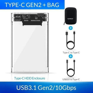 Planet Gates China / USB-C 10Gbps Add Bag HDD Case 2.5 Transparent SATA to USB 3.0 Adapter External Hard Drive Enclosure for 7mm/9.5mm SSD Disk HDD UASP SATA III