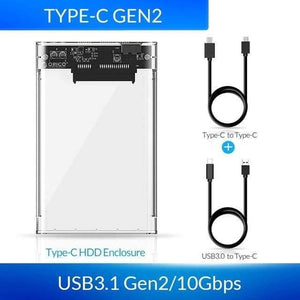 Planet Gates China / USB-C 10Gbps Model HDD Case 2.5 Transparent SATA to USB 3.0 Adapter External Hard Drive Enclosure for 7mm/9.5mm SSD Disk HDD UASP SATA III