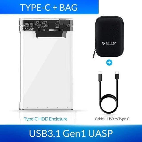 Planet Gates China / USB-C Model Add Bag HDD Case 2.5 Transparent SATA to USB 3.0 Adapter External Hard Drive Enclosure for 7mm/9.5mm SSD Disk HDD UASP SATA III