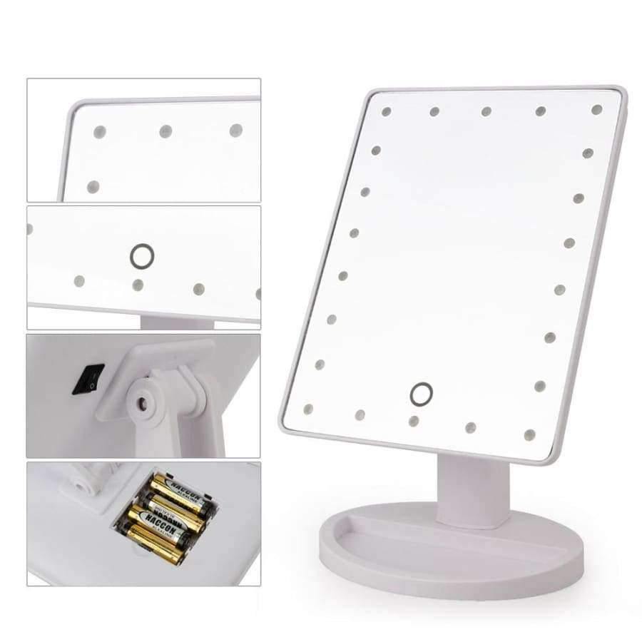 Planet Gates China / white 16 led lights LED Touch Screen Makeup Mirror Professional Vanity Mirror With 16 LED Lights Health Beauty Adjustable Countertop 22 Led Rotating