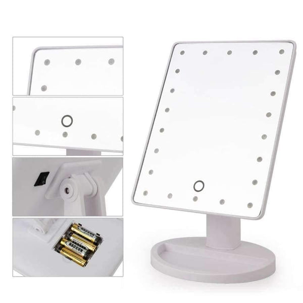 Planet Gates China / white 16 led lights LED Touch Screen Makeup Mirror Professional Vanity Mirror With 16 LED Lights Health Beauty Adjustable Countertop 22 Led Rotating