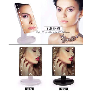 Planet Gates China / white 16 led lights LED Touch Screen Makeup Mirror Professional Vanity Mirror With 16 LED Lights Health Beauty Adjustable Countertop 22 Led Rotating