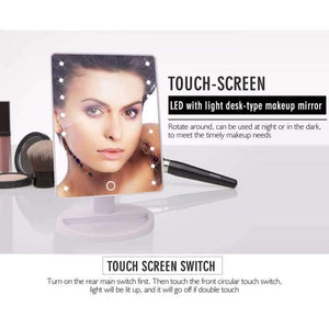 Planet Gates China / white 16 led lights LED Touch Screen Makeup Mirror Professional Vanity Mirror With 16 LED Lights Health Beauty Adjustable Countertop 22 Led Rotating