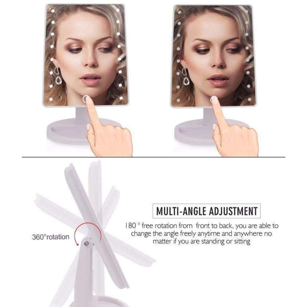 Planet Gates China / white 16 led lights LED Touch Screen Makeup Mirror Professional Vanity Mirror With 16 LED Lights Health Beauty Adjustable Countertop 22 Led Rotating