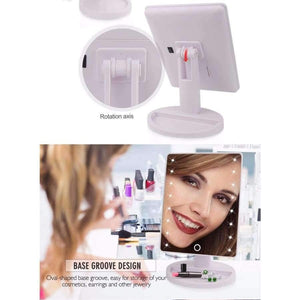 Planet Gates China / white 16 led lights LED Touch Screen Makeup Mirror Professional Vanity Mirror With 16 LED Lights Health Beauty Adjustable Countertop 22 Led Rotating