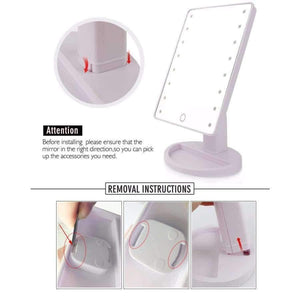 Planet Gates China / white 16 led lights LED Touch Screen Makeup Mirror Professional Vanity Mirror With 16 LED Lights Health Beauty Adjustable Countertop 22 Led Rotating