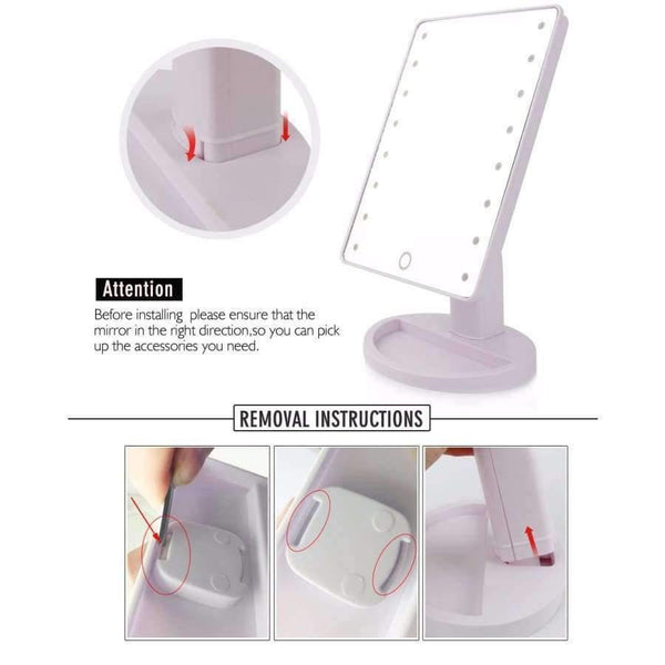 Planet Gates China / white 16 led lights LED Touch Screen Makeup Mirror Professional Vanity Mirror With 16 LED Lights Health Beauty Adjustable Countertop 22 Led Rotating