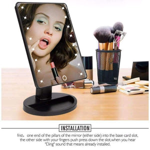 Planet Gates China / white 16 led lights LED Touch Screen Makeup Mirror Professional Vanity Mirror With 16 LED Lights Health Beauty Adjustable Countertop 22 Led Rotating