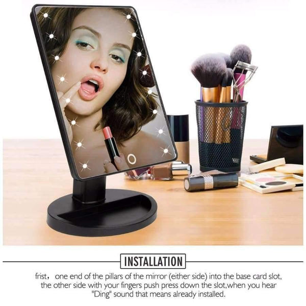 Planet Gates China / white 16 led lights LED Touch Screen Makeup Mirror Professional Vanity Mirror With 16 LED Lights Health Beauty Adjustable Countertop 22 Led Rotating