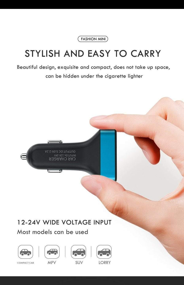 Planet Gates China / White and Gold ZNP Car Charger Digital Display Dual Port USB Adapter 2.1A Car Charger Double USB for iPhone Xiaomi Phone Charging For Samsung