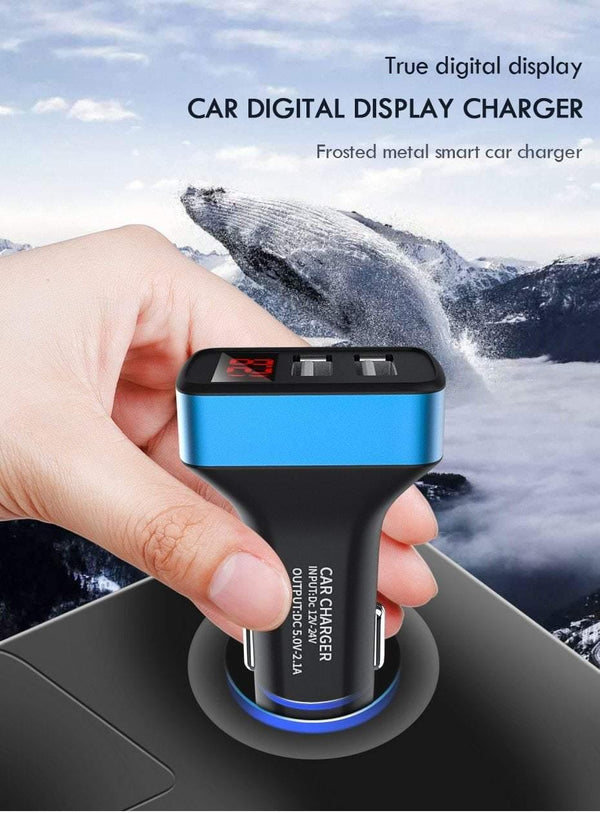 Planet Gates China / White and Gold ZNP Car Charger Digital Display Dual Port USB Adapter 2.1A Car Charger Double USB for iPhone Xiaomi Phone Charging For Samsung