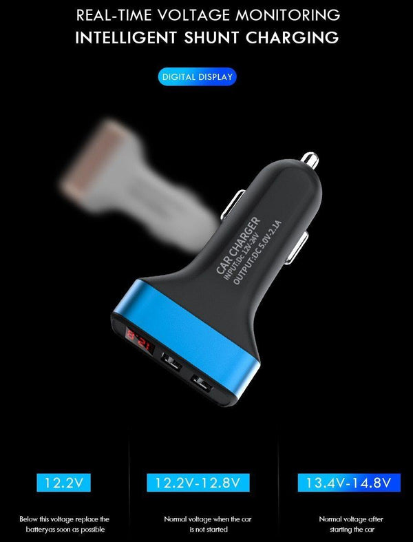 Planet Gates China / White and Gold ZNP Car Charger Digital Display Dual Port USB Adapter 2.1A Car Charger Double USB for iPhone Xiaomi Phone Charging For Samsung