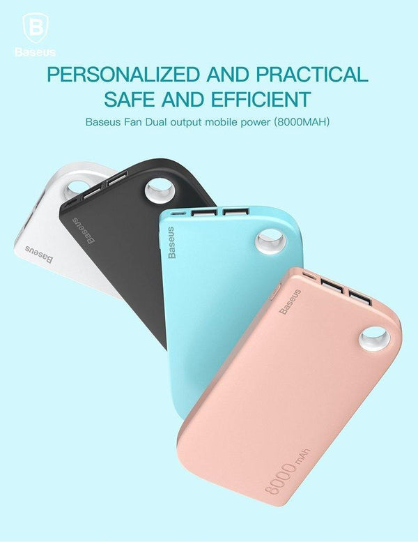 Planet Gates China / White Baseus 8000mAh Power Bank Dual USB Output fast Charge Portable External Battery Charging For iphone X 7 samsung S9 huawei xiaomi