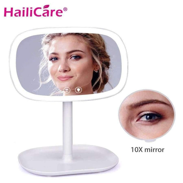 Planet Gates China / White LED Makeup Mirror Portable 10X Magnifyiny Compact Desklamp Touch Screen Cosmetic Mirror With Light Illumination