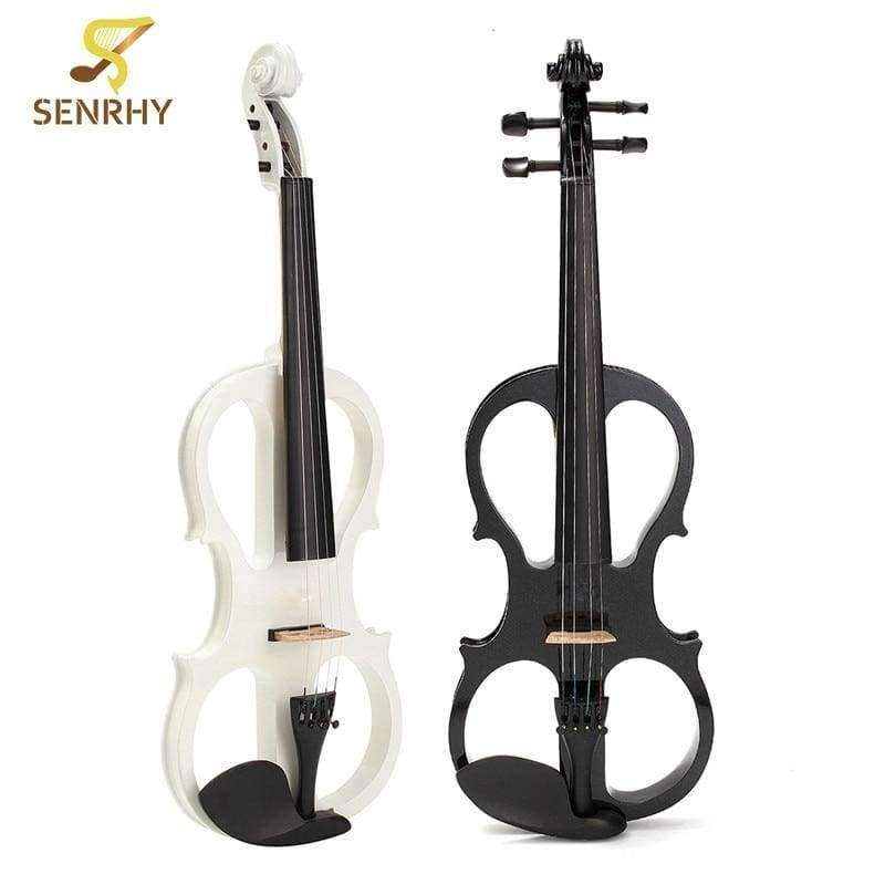 Planet Gates China / White Musical Instruments 4/4 Maple Electric Violin Silent Wood Full Size with Ebony Fittings Cable Headphone & Case Hot