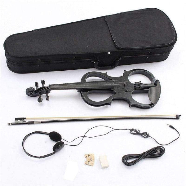 Planet Gates China / White Musical Instruments 4/4 Maple Electric Violin Silent Wood Full Size with Ebony Fittings Cable Headphone & Case Hot