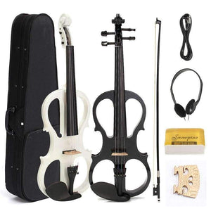 Planet Gates China / White Musical Instruments 4/4 Maple Electric Violin Silent Wood Full Size with Ebony Fittings Cable Headphone & Case Hot