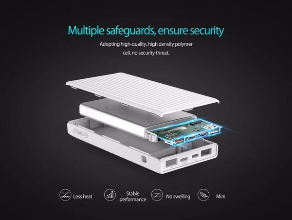 Planet Gates China / WHITE ORICO 10000mAh Universal Power Bank QC3.0 Quick Charge Dual-way Powerbank External Phone Backup Battery Charge For iPhone Xiaomi