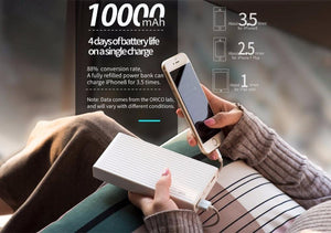 Planet Gates China / WHITE ORICO 10000mAh Universal Power Bank QC3.0 Quick Charge Dual-way Powerbank External Phone Backup Battery Charge For iPhone Xiaomi