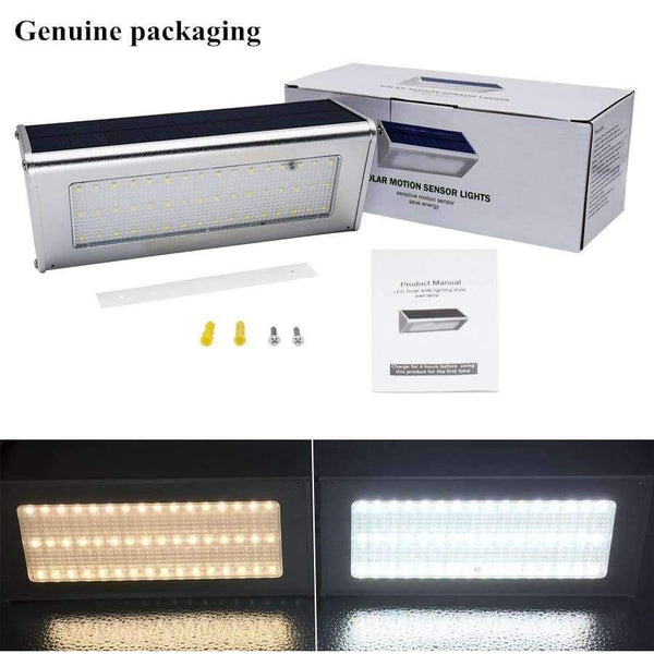 Planet Gates China / White Outdoor Solar Powered Lamp Security Light With Motion Sensor Aluminum Alloy Street Porch Light lampada 48 LED 800LM Waterproof