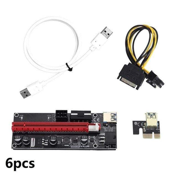 Planet Gates China / White PCI-E Riser 6Pcs/Pack USB 3.0 Pci-E Riser Ver 009S Express 1X To 16X Extender Riser Adapter 15 to 6 Pin Power Cable