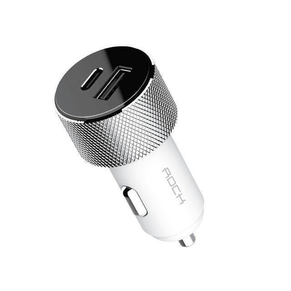 Planet Gates China / White ROCK QC3.0 Quick Charger 30W PD Power Car Charger USB C Type-c Mobile Phone Charger for iPhone SAMSUNG HUAWEI and More