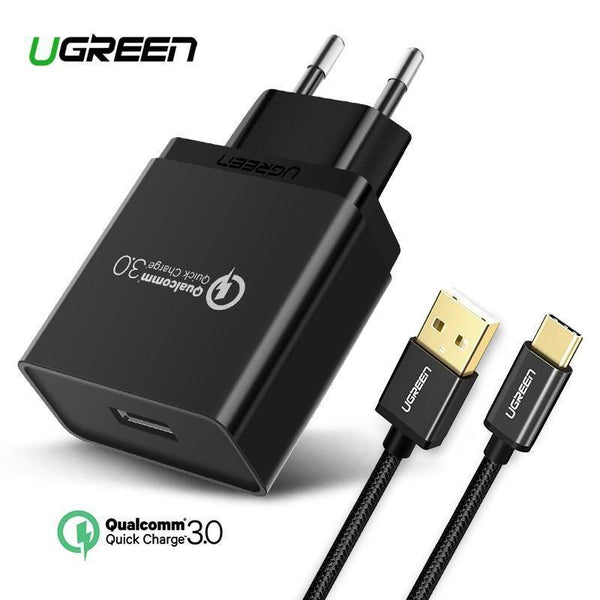 Planet Gates China / White Ugreen USB Charger 18W Quick Charge 3.0 Mobile Phone Charger for iPhone Fast QC 3.0 Charger for Huawei Samsung Galaxy S9+ S8+