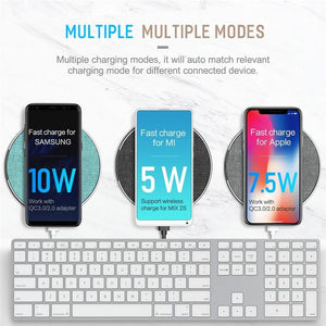 Planet Gates China / wireless charger / PU Leather White ROCK 10W Qi Wireless Charger for iPhone XS X XR XS MAX 8 Fast wireless Phone charger for Samsung Galaxy S9/8 Note 9 charging pad