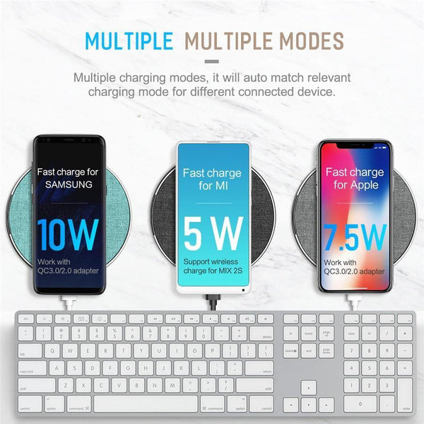 Planet Gates China / wireless charger / PU Leather White ROCK 10W Qi Wireless Charger for iPhone XS X XR XS MAX 8 Fast wireless Phone charger for Samsung Galaxy S9/8 Note 9 charging pad